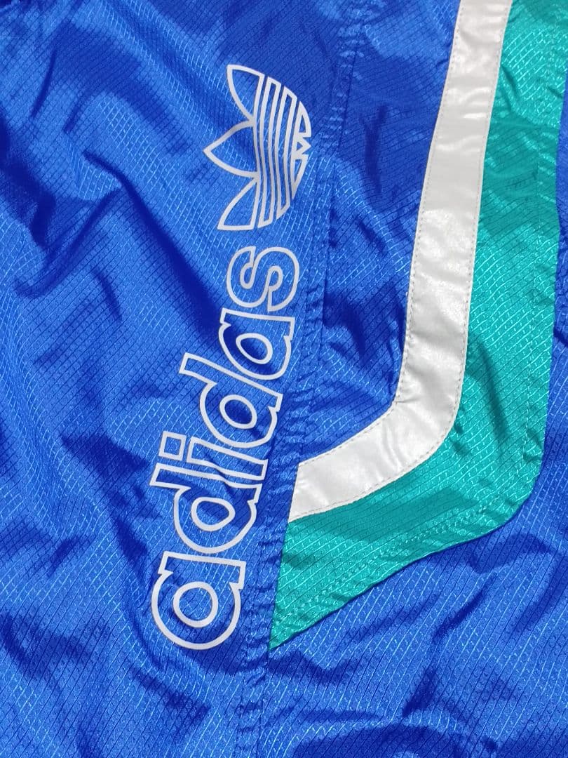 新品 90s adidas ウインドブレーカー セットアップ 上下 ブルー L
