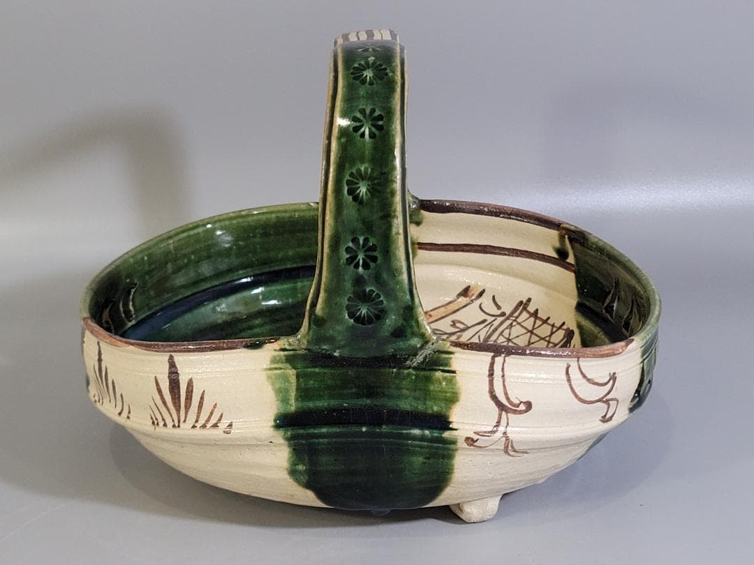 茶道具 織部 手鉢 共箱 美品 DT458