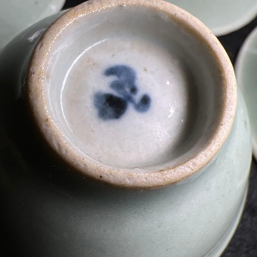 中国清朝時代　南京青磁煎茶碗10客　口径約6.5㎝　東Y7-1208☆2Fトコオ