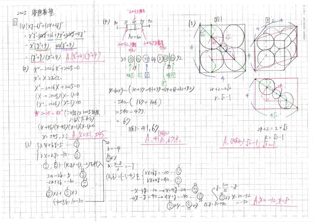 今だけ割引 塾講師オリジナル数学解説 慶應義塾 高校入試 過去問 2008-25