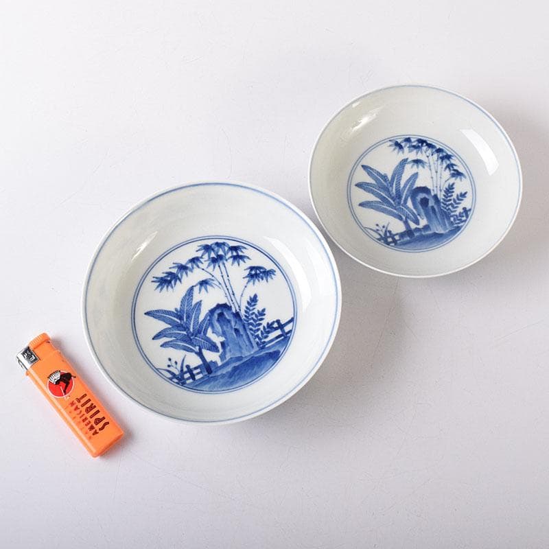 伊万里焼　古伊万里　染付　竹花文　鉢　一対　Ｃ　7603