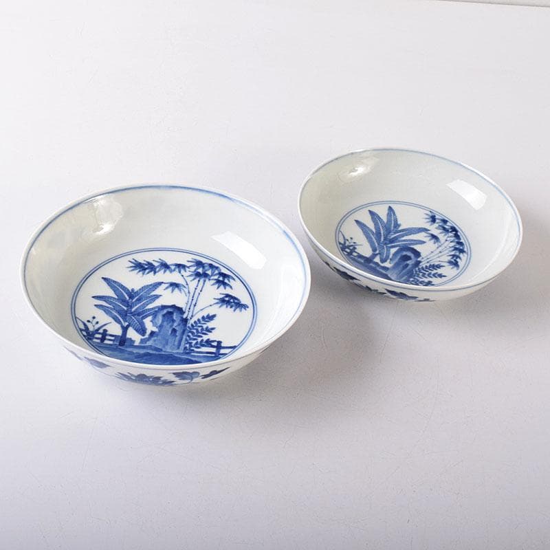伊万里焼　古伊万里　染付　竹花文　鉢　一対　Ｃ　7603