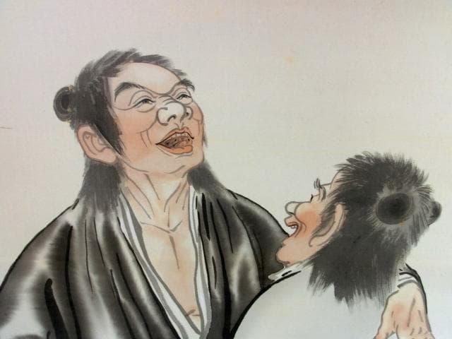 掛軸■人物絵「古城」再会 絹本 掛け軸 日本画 肉筆 古美術 時代物 骨董品■⑥
