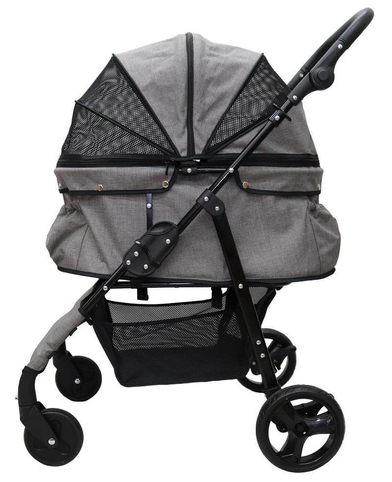 多頭用耐荷重30kg！ココハート ４輪ペットカート/甘えん坊バギーBIG グレー
