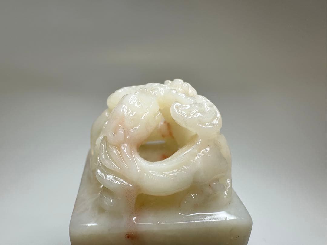 【螭虎衔芝】ラオス石　双獣　篆刻　印材 　展示会　出展　大材　美品　高級印材