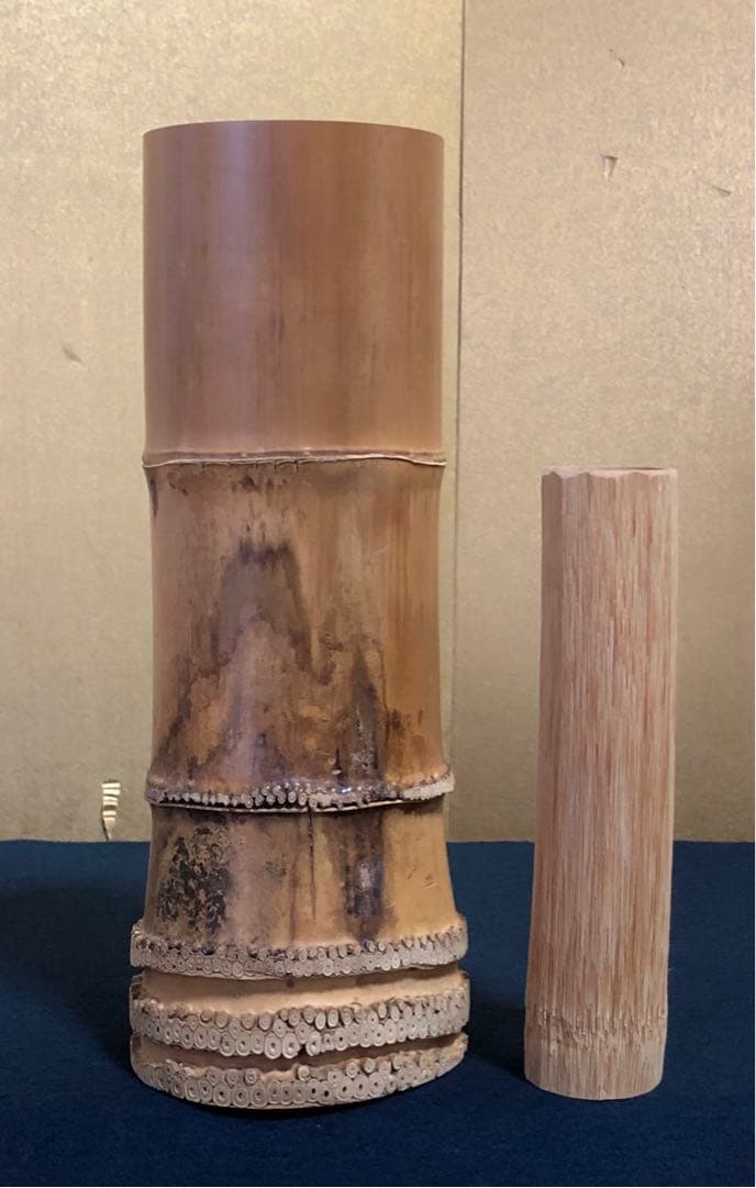 割引‼️《R》茶道具 竹花入 竹器師 西川媒玄作 落とし付 共箱 251022い5