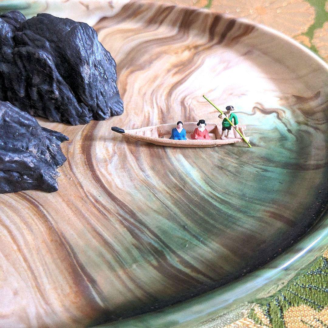 最終価格 盆栽 盆石 添配 水盤 静岳石 水盤 添配セット 水石 盆石