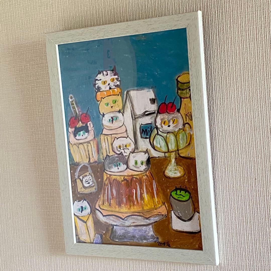絵画。壁掛け原画【Cute cat cake】0 3