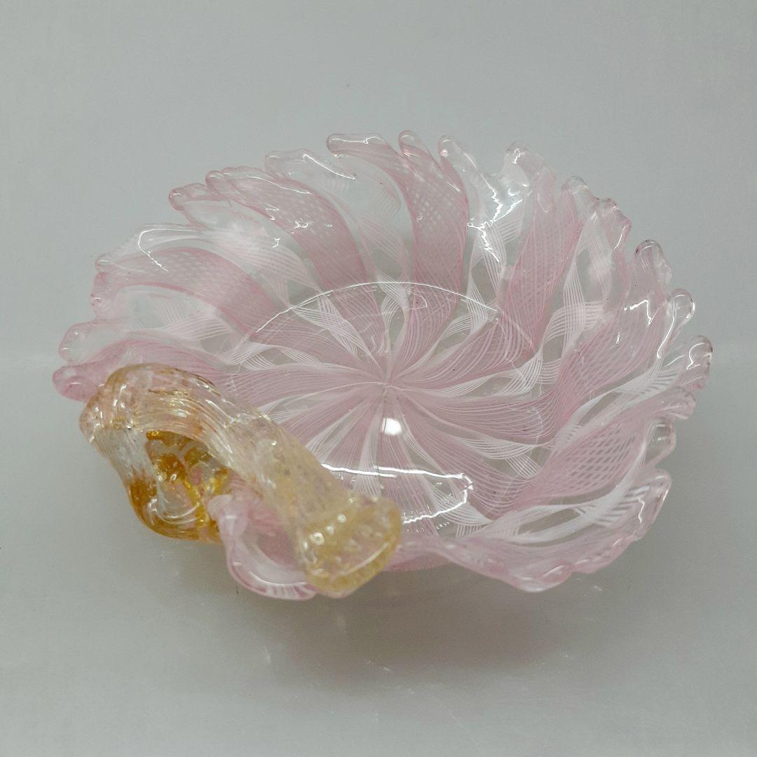MURANO ムラノ 金彩 レース 木葉モチーフ 皿