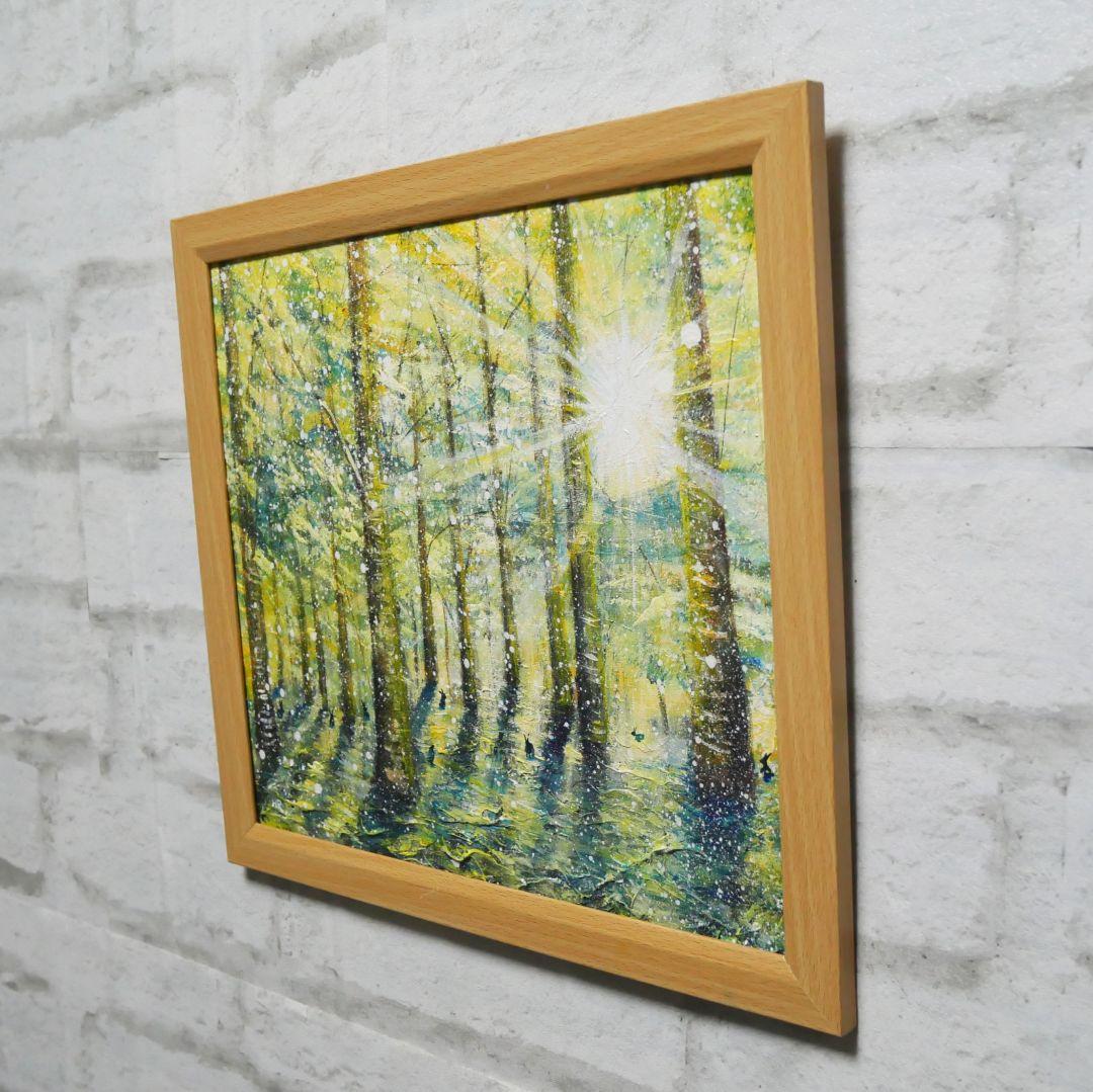 油絵 油彩 油彩画 絵 絵画【雪の朝日小さいウサギ達】