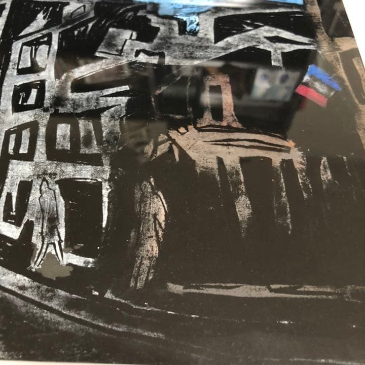直筆サイン　河合真志 5/100 風景画 版画　石の路　絵画　額装入り