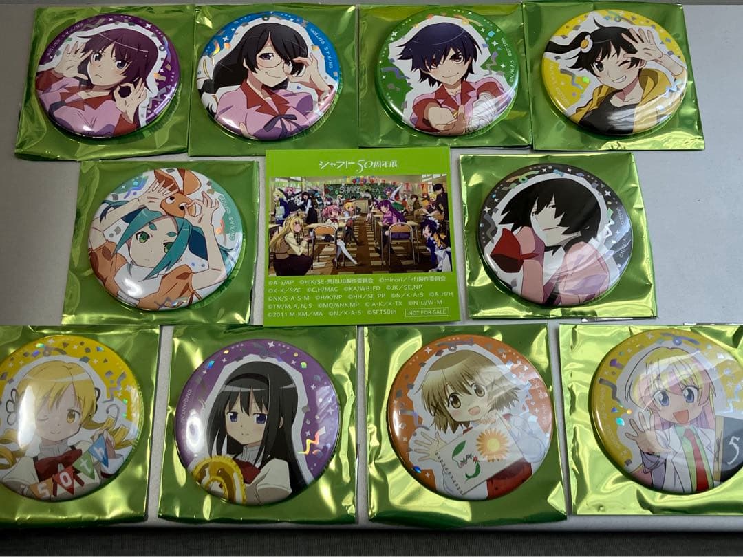 シャフト展　ランダム箔押し缶バッジ　コンプリートセット　入場特典ステッカー付き