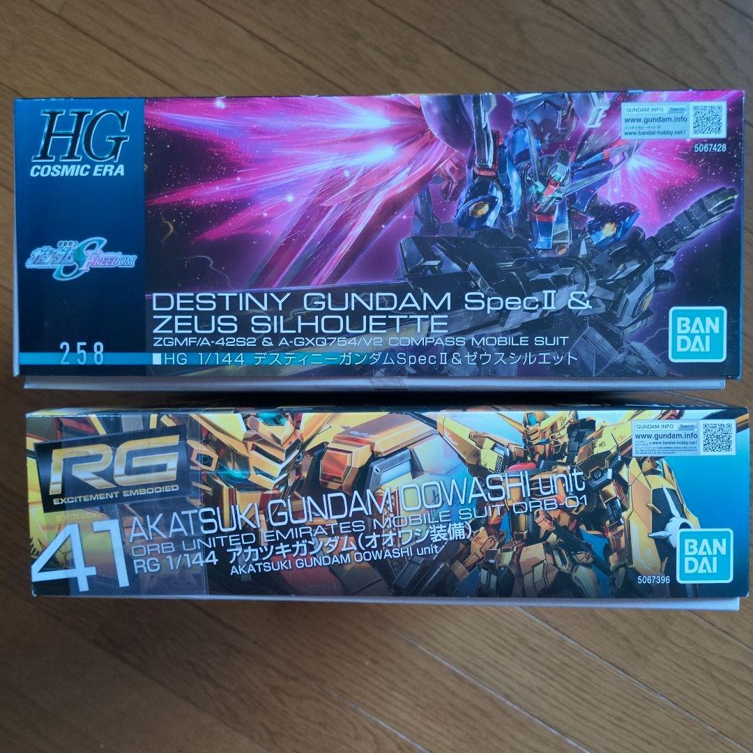 HG デスティニーガンダムSpecⅡ＆ゼウスシルエット　RG アカツキ