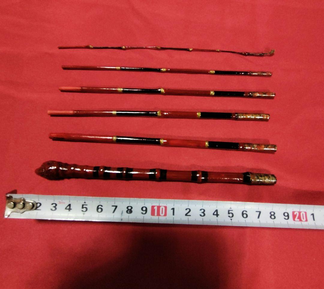 竹朱塗り和竿・タナゴ竿・小物竿6本継全長1m4㎝希少