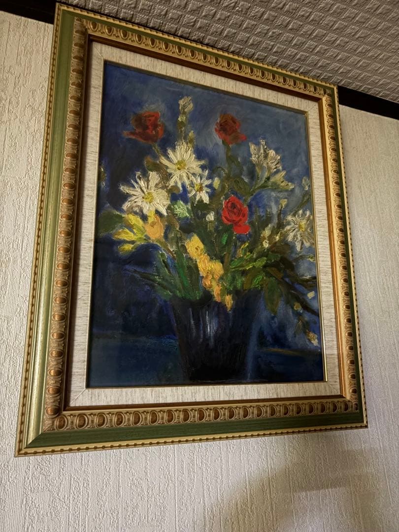 印象派風 花瓶の花 油彩画