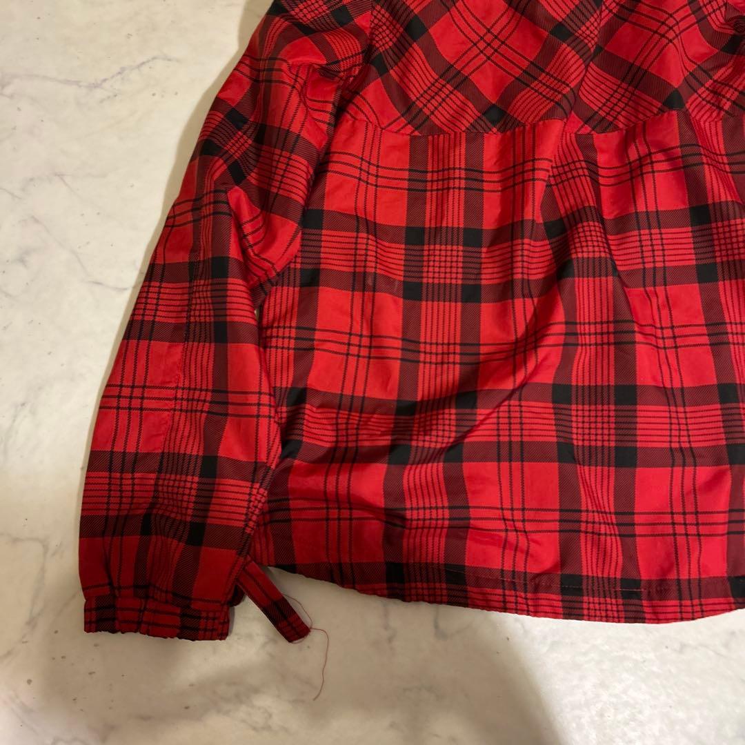 【新品】Adidas 赤黒チェック ジップパーカー サイドリボン　ジャージ