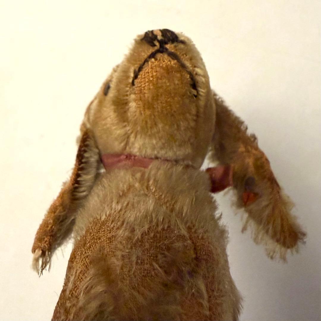 Steiffシュタイフ \"DOG\"（小）100年経ったアンティークのぬいぐるみ