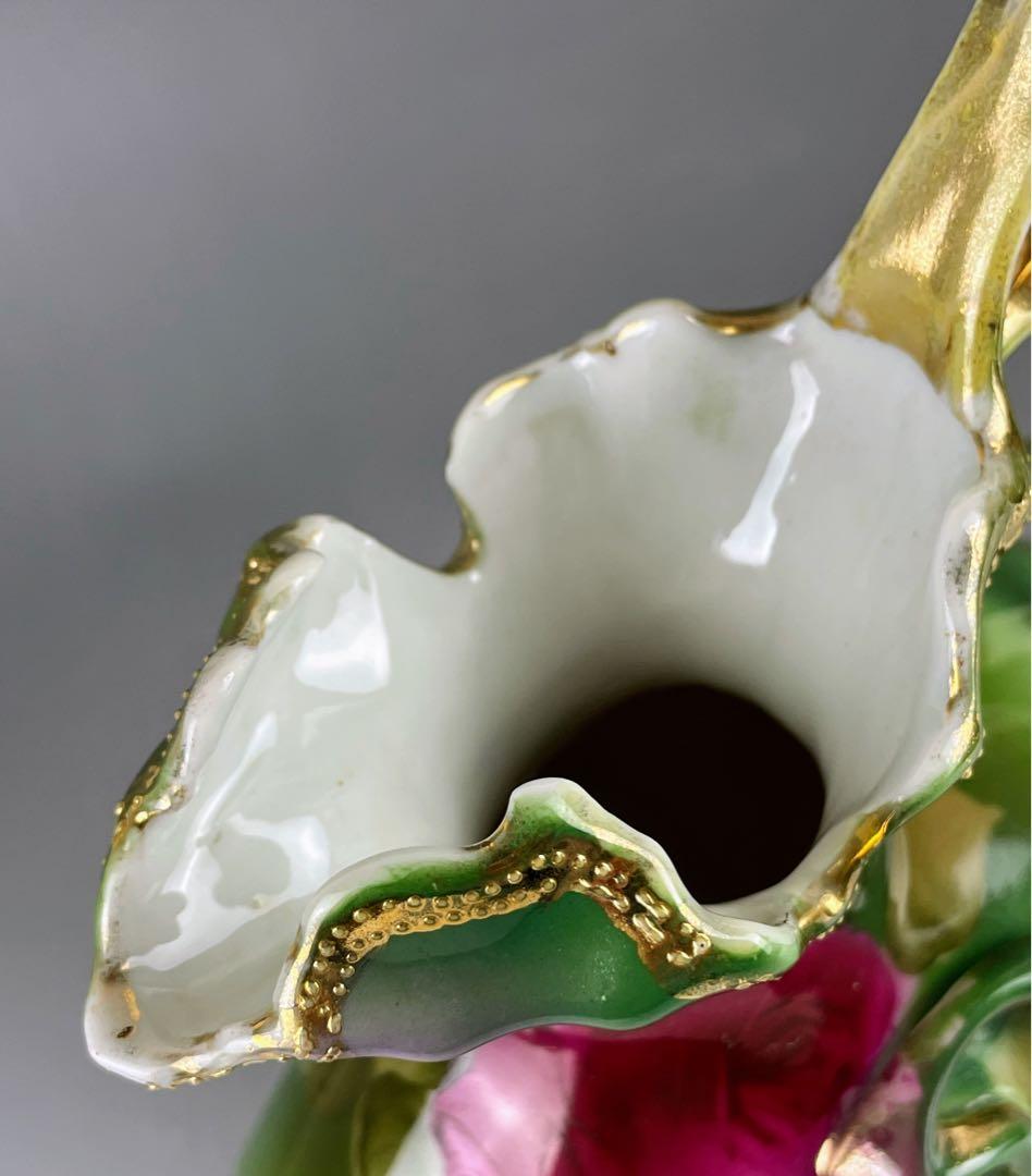 【美品】オールドノリタケ 22.8㎝ 薔薇文花瓶 金彩 バラ図 ばら 水差し