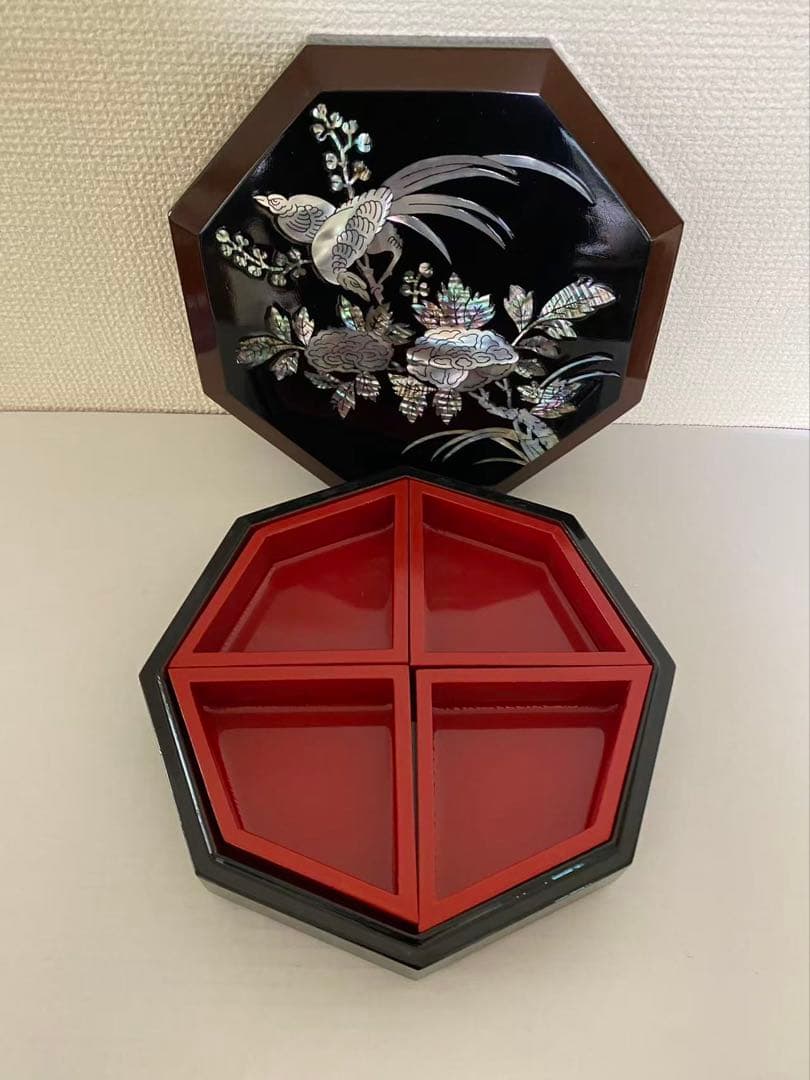 漆器 螺鈿細工 菓子器八角 螺鈿 伝統工芸