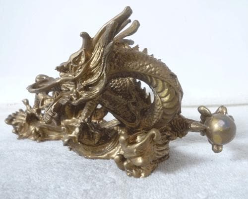 良品　龍　真鍮製　黄銅　龍神様　5本爪　開運　縁起物　アンティーク　置物