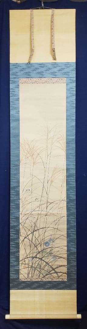 【秋草に虫図/秋叢】小寺雲洞 2575 共箱　掛け軸　肉筆