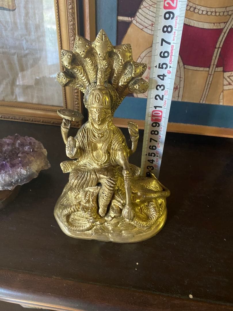 ヴィシュヌ神像　真鍮　金属製　インディア　ヒンドゥー教　最高神　三大神　仏像