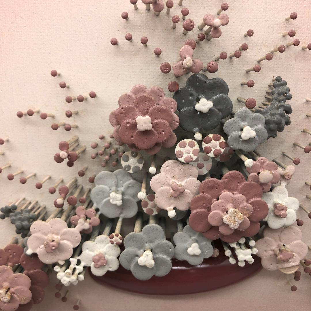 ヨーロッパアンティークお花フラワー釘アートフレーム額縁ビンテージ飾り絵画