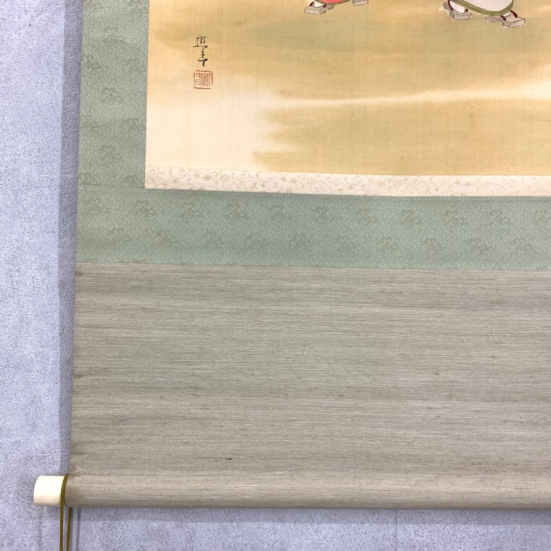 掛軸 遊び図 大石内蔵助 桜 人物 木箱 3-26
