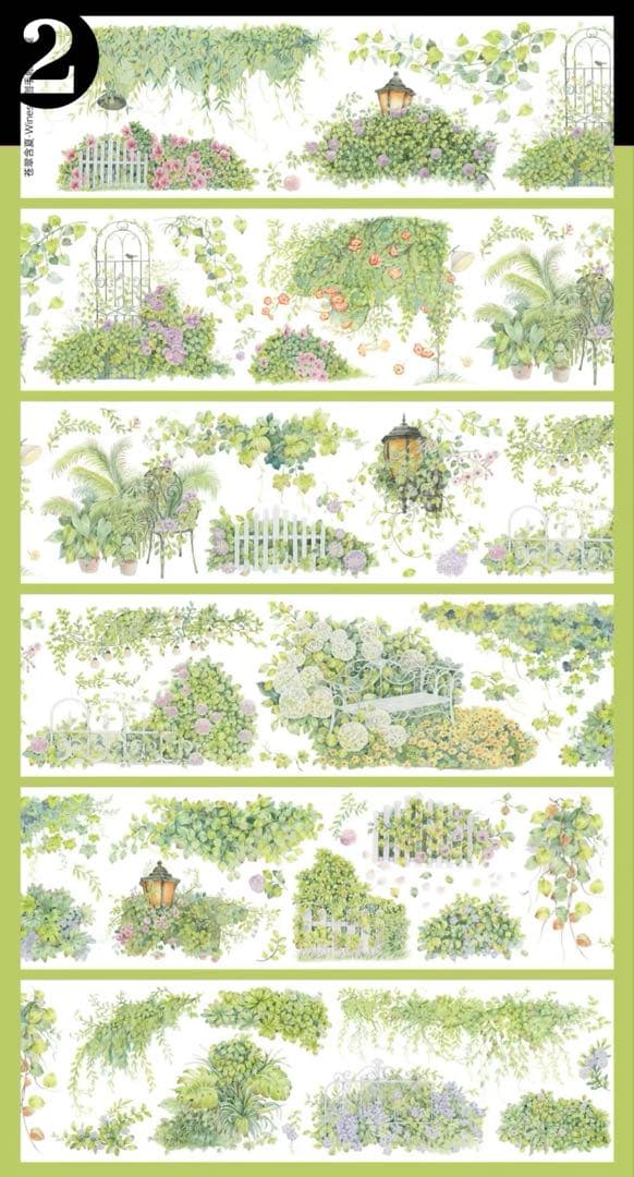 【A1】海外　10m巻　貝殻光/PETマスキングテープ　装飾系/背景系/お花系