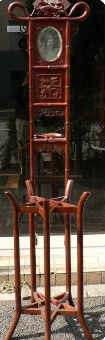 中国　清代　黄青銅　装飾洗面器　鑑賞スタンド付 ・ヴィンテージ レア