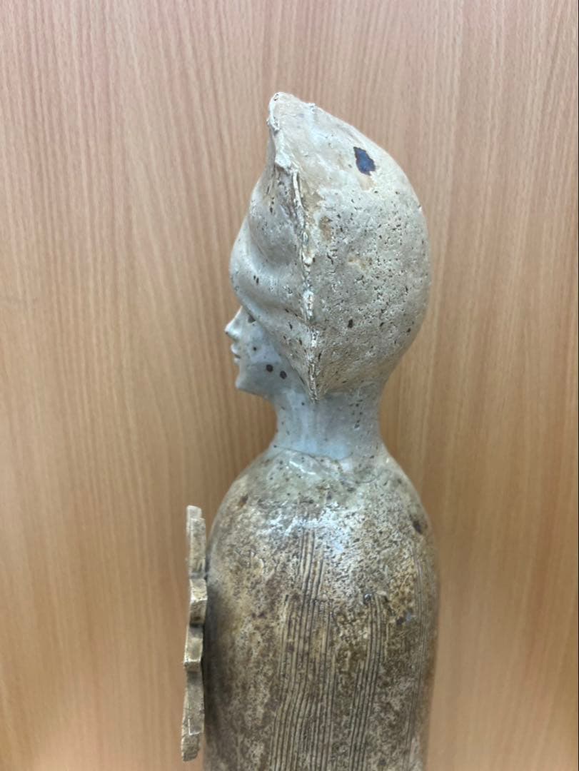 陶器製女性像オブジェ ひまわり付き