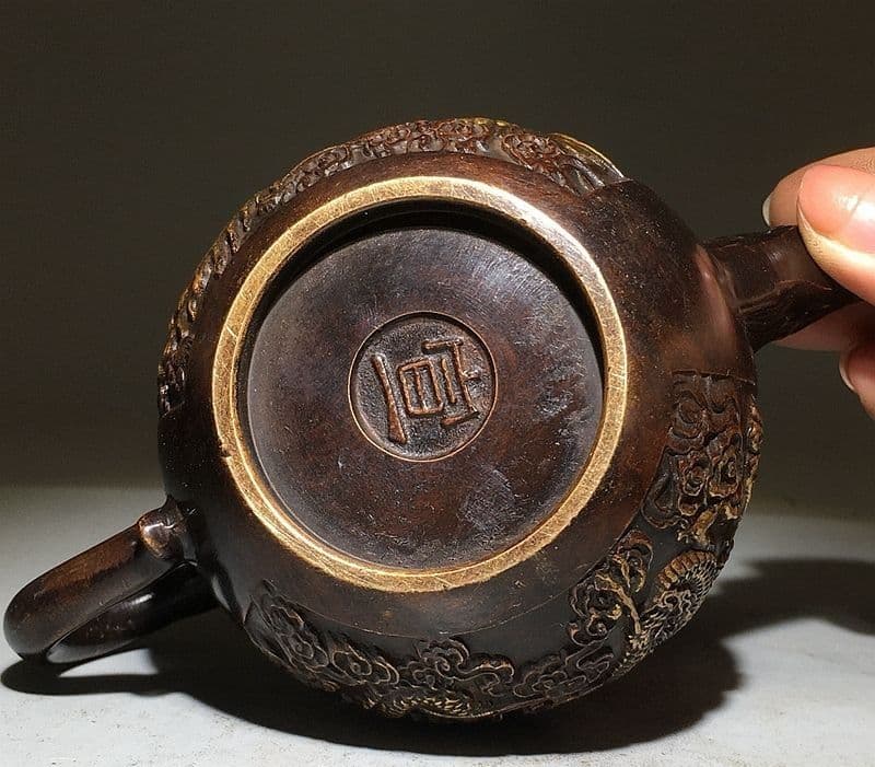 十二支龍頭茶壺 龍鳳壺 銅壺徳利 茶道具 煎茶器 装飾品 工芸品 美術品 置物