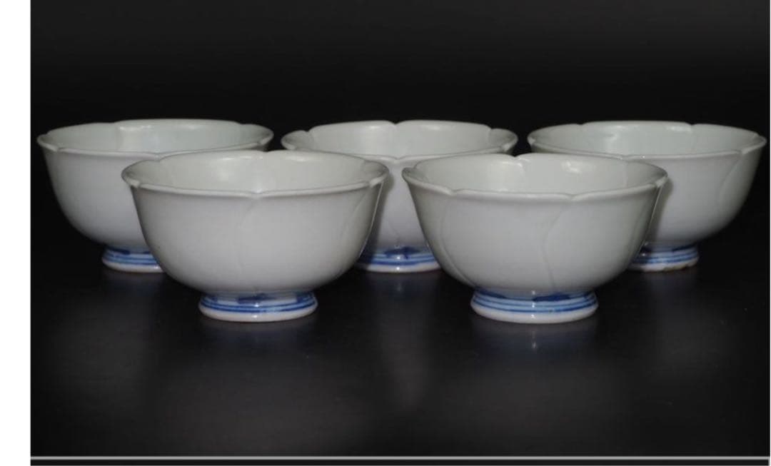 送料無料 幕末～明治 総手描き茶碗5客検/楽山紫砂九谷備前萩焼常滑伊万里骨董宝生