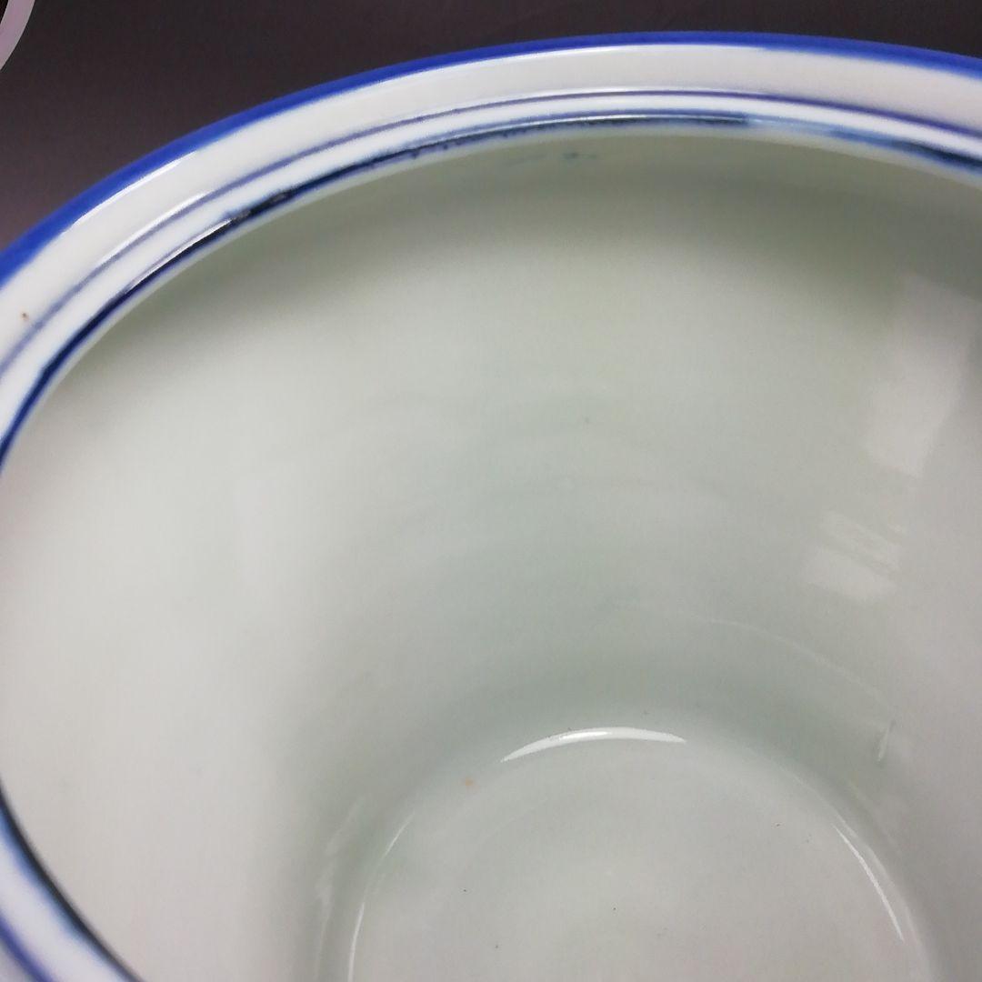 Ｓ８０４　水指　『染付　竹繪　水指』『平安　静山造』　共箱　茶道具