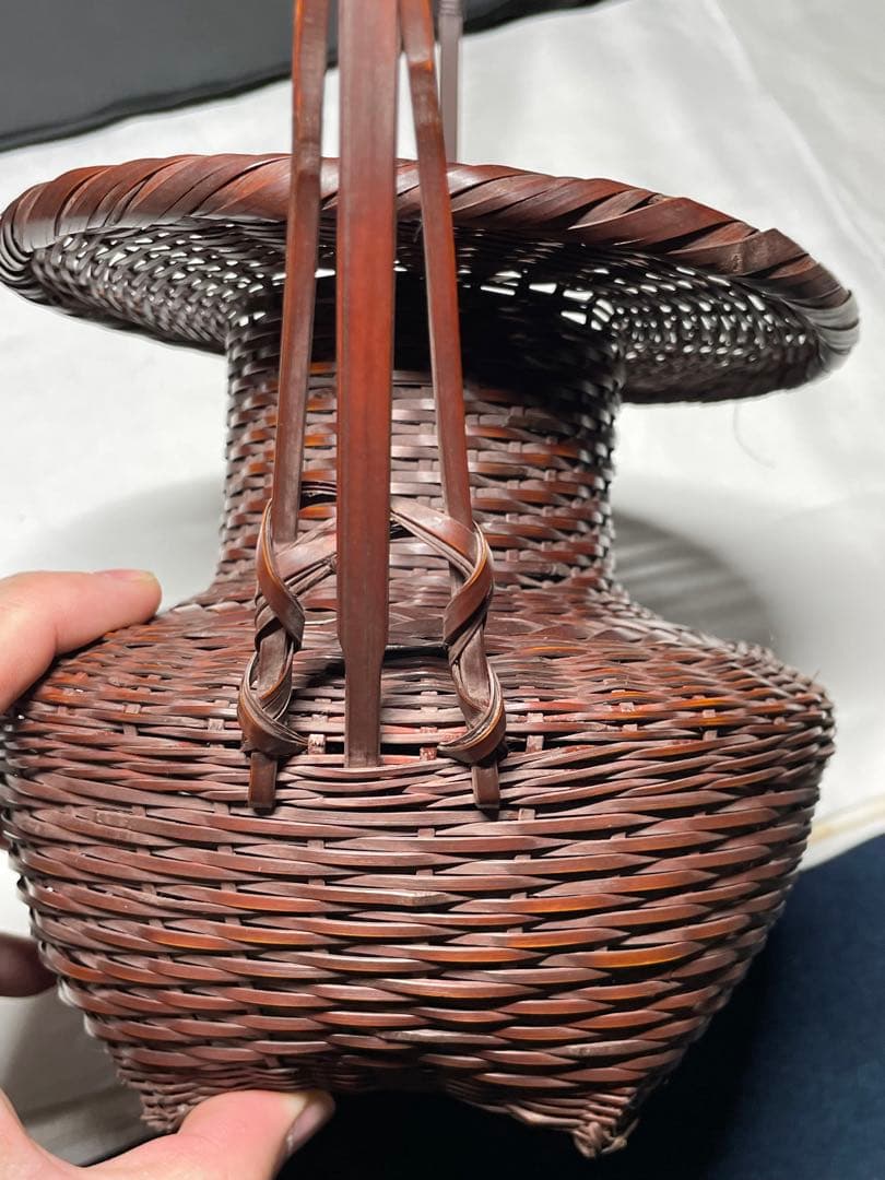花籠。竹。美品。華道具、茶道具。舊家蔵出し。
