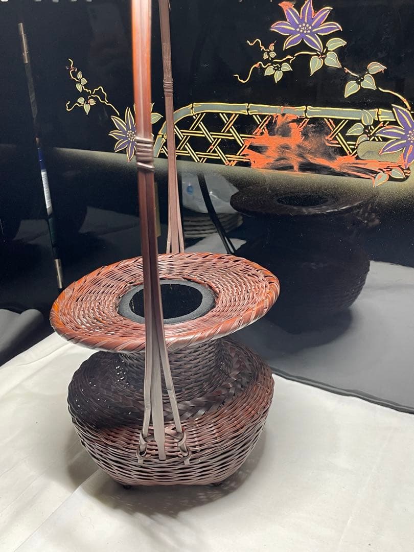 花籠。竹。美品。華道具、茶道具。舊家蔵出し。