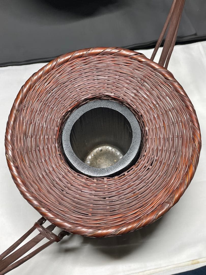 花籠。竹。美品。華道具、茶道具。舊家蔵出し。