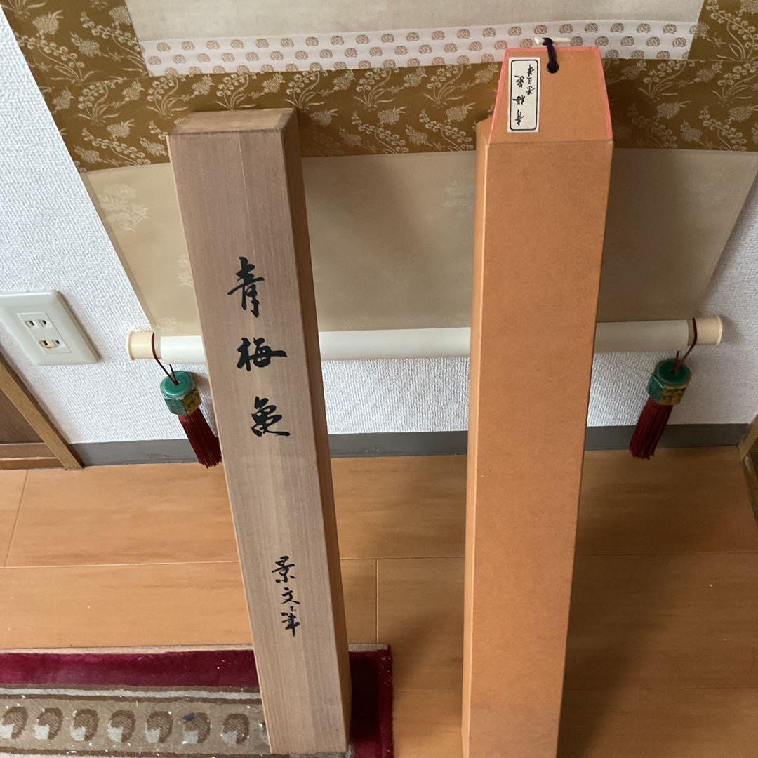 松村景文筆 複製掛軸復刻版 【青梅亀図 】 桐箱 タトウ箱付