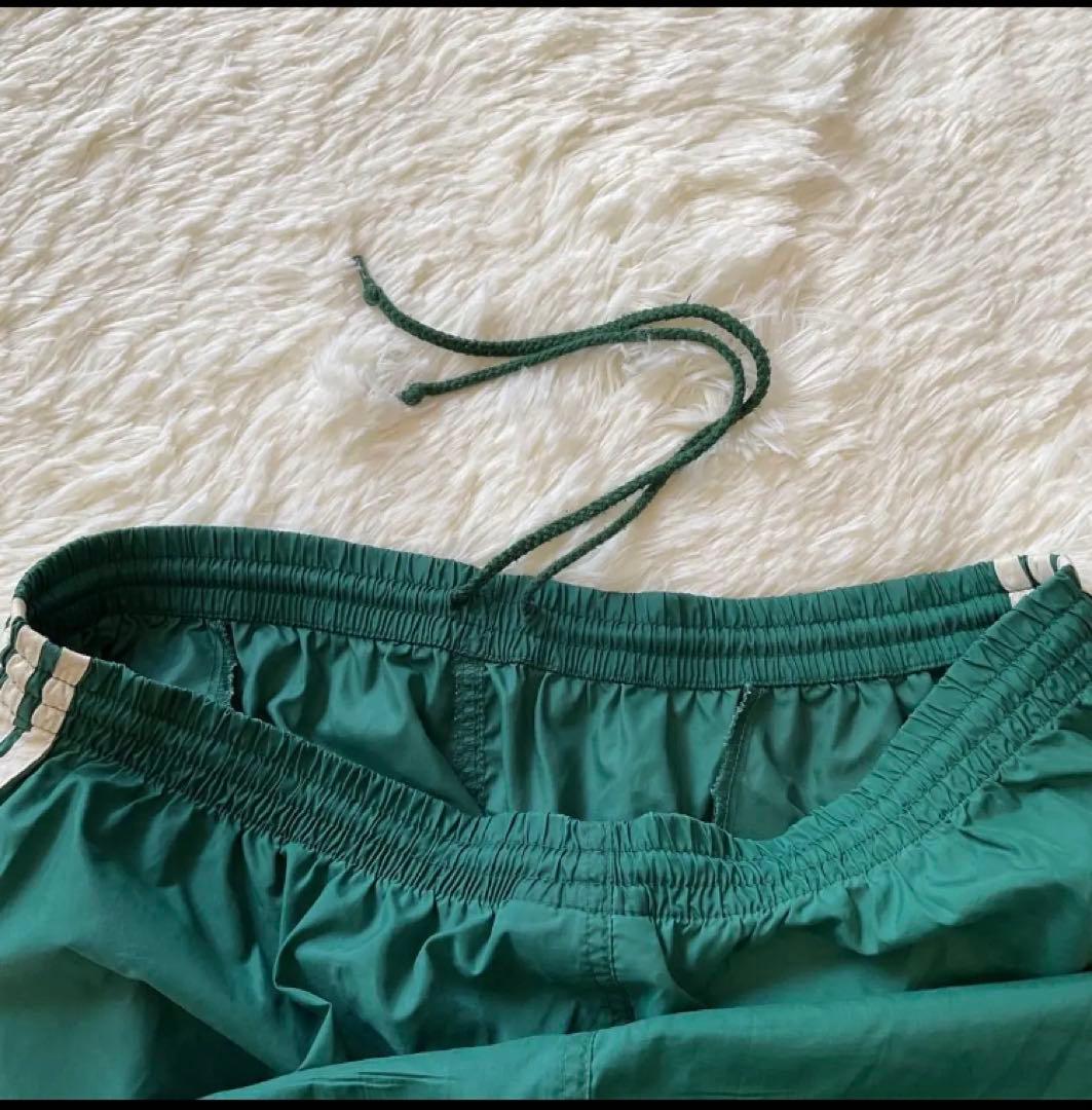 90's✨ adidas ナイロンパンツ　3本ライン　グリーン　希少　ワイド