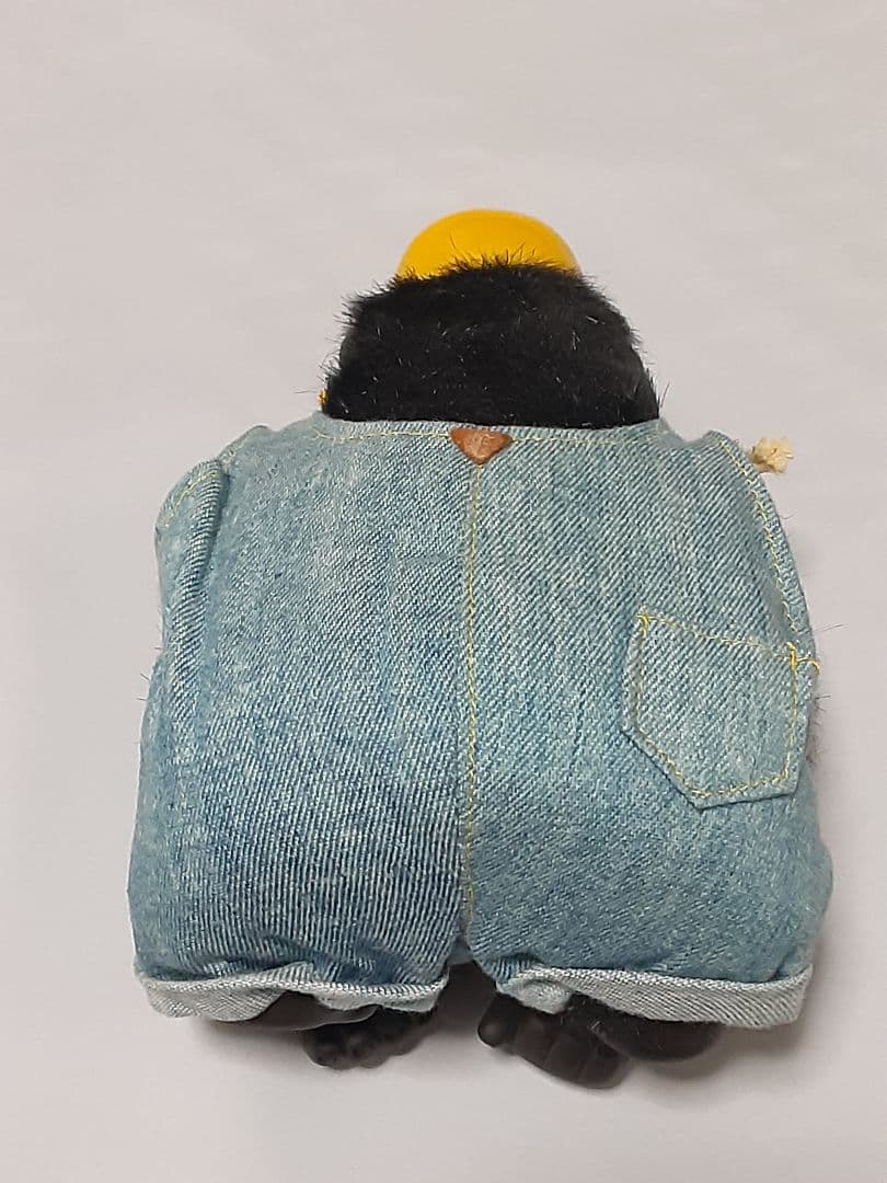 ゴリラ ぬいぐるみ デニムオーバーオール黄色ヘルメット