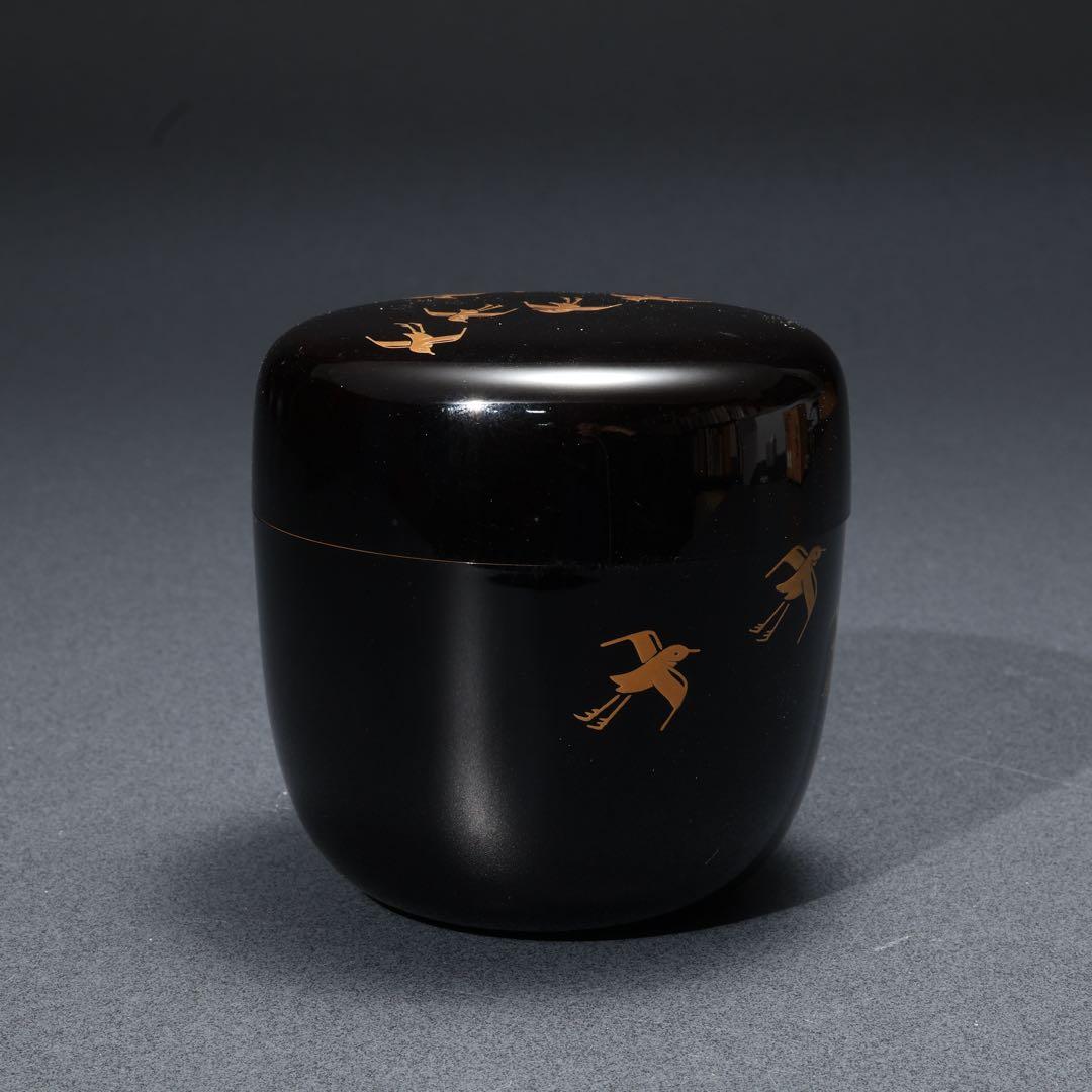 棗　須磨蒔絵　中村孝也　金蒔絵　共箱　共布　R1687