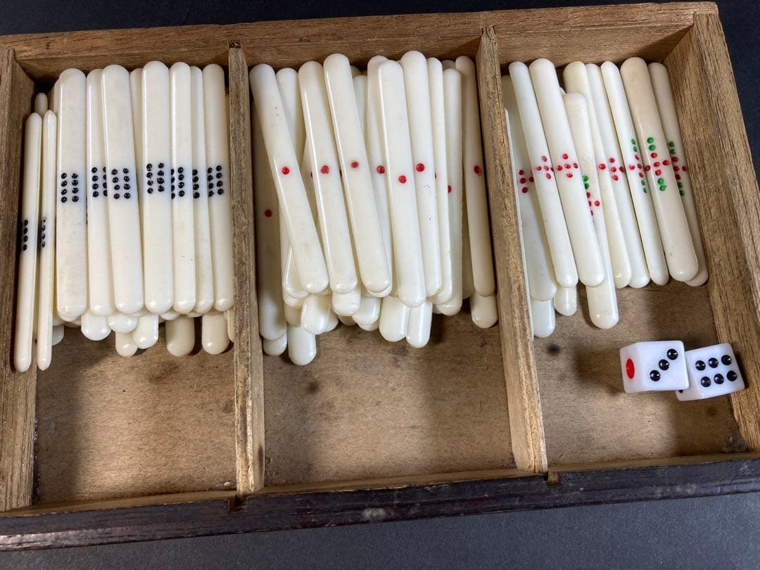 背竹麻雀牌セット 唐木箱 骨董品