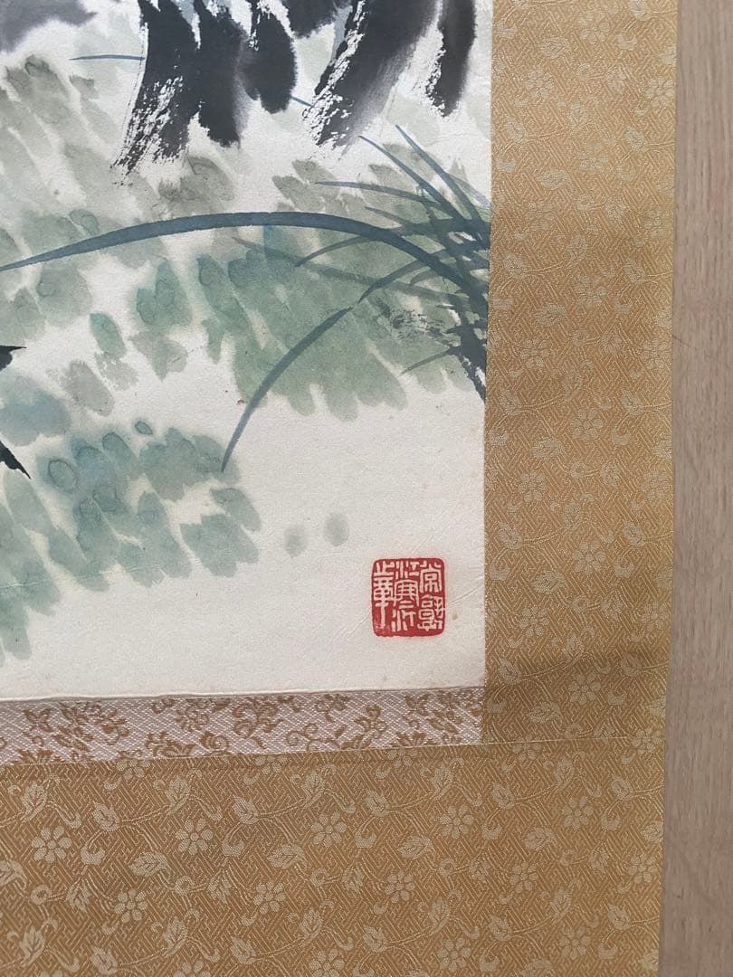 江寒汀 中国画　骨董品　鶏の図　掛軸　美術品　紙本　肉筆　茶掛