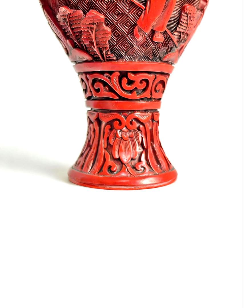 堆朱　中国美術　花瓶　文化大革命　骨董品　民俗　労働者　銅　時代物　民家蔵出し