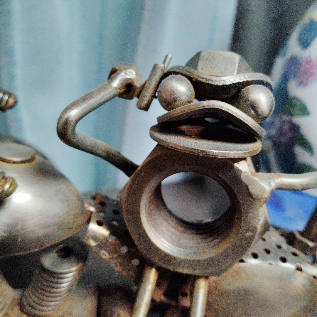 金属製バイクアート 猫とキャラクター付き