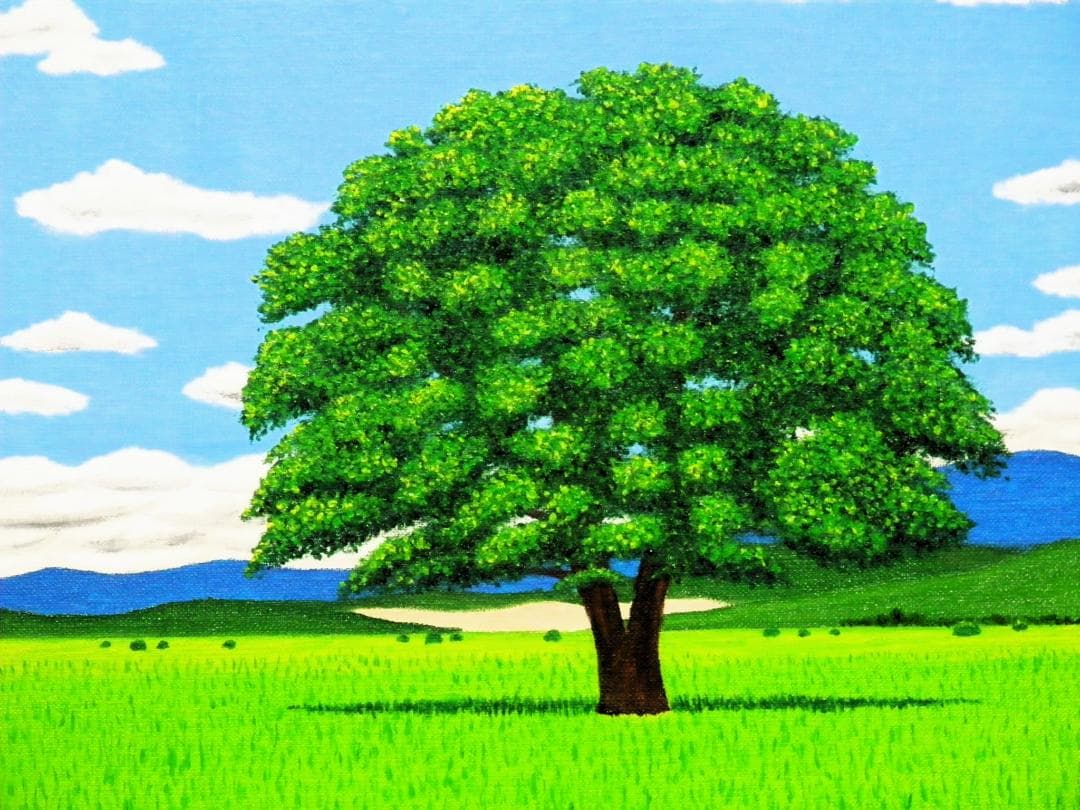 ★北海道・豊頃町ハルニレノ大木・肉筆油彩画・F6