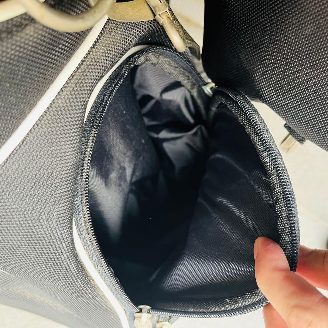 adidas キャディバッグ 黒白 ストライプ