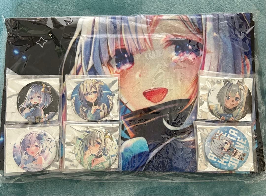 ホロライブ 天音かなた 3Dライブ記念グッズ フェイスタオル　缶バッジ全種セット