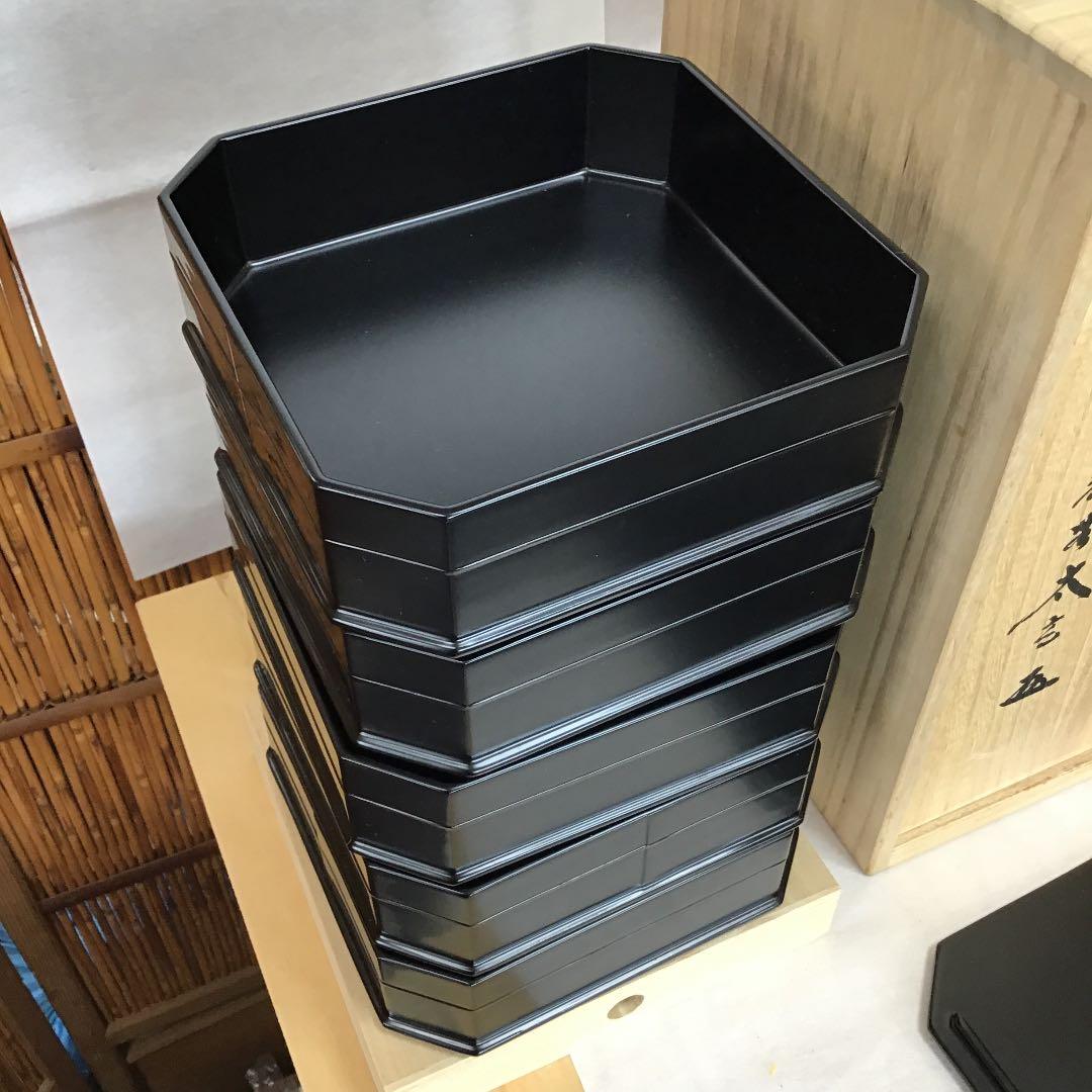 茶道具 縁高重 真塗 縁高重 中村 宗悦 造 共箱 大玄老師  作 N１６０ｆ
