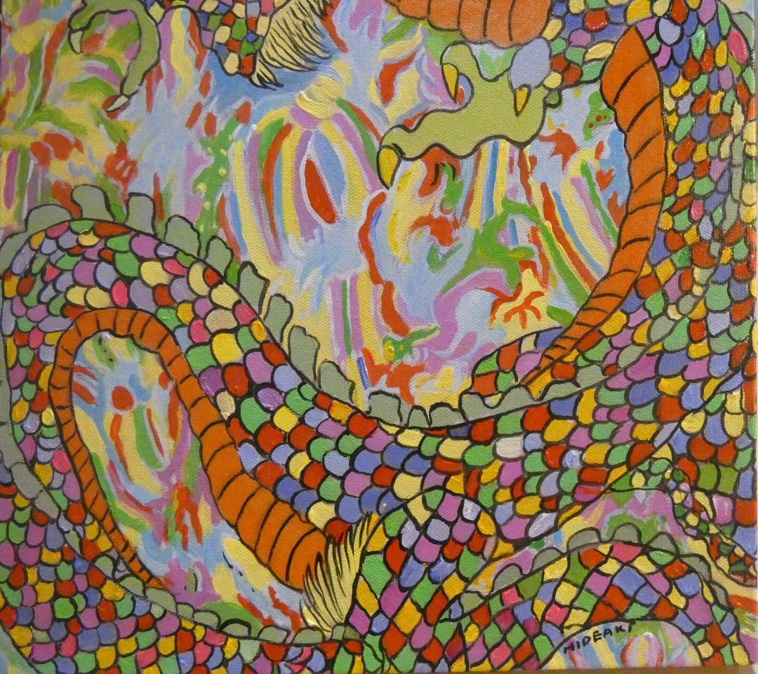 Lokahi TOKYO　油絵　額付き　ジミー大西　【竜】手描き　M10